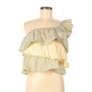 VICI Palmero Tiered Crop Top Mustard Yellow Sz Small